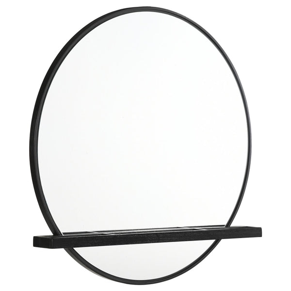 Arini Black Round Dresser Mirror with Shelf (Mirror Only)