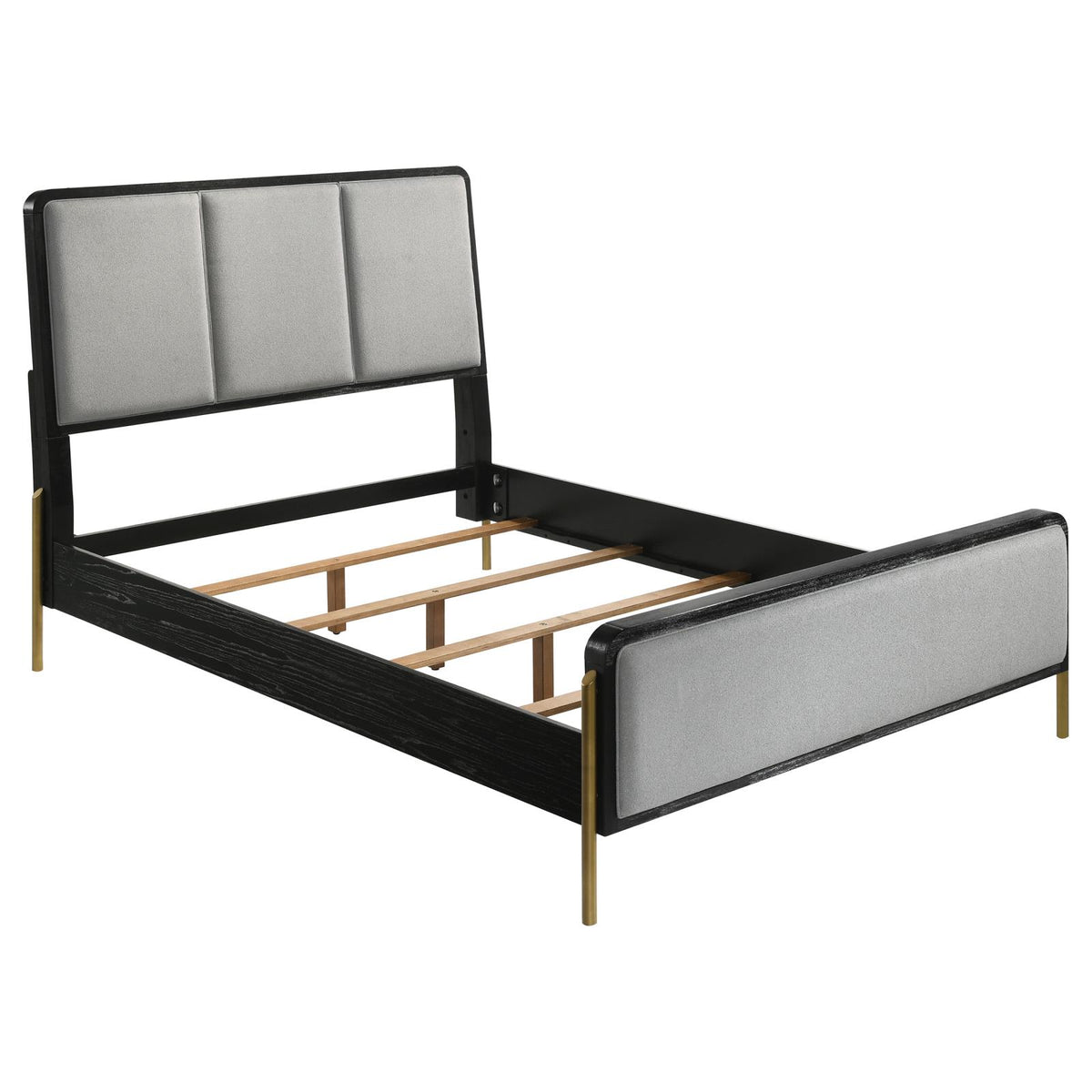 Arini Black and Gray Upholstered Eastern King Bed from Coaster - Luna Furniture