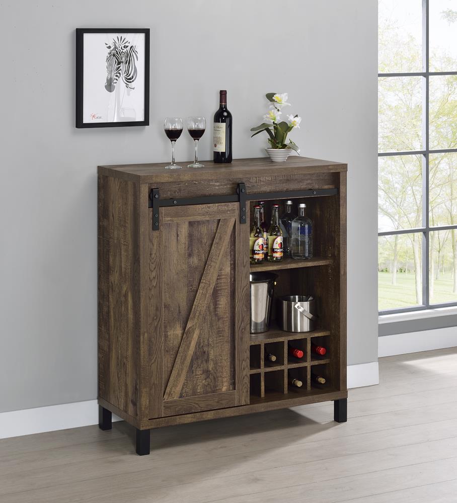 Arlington Rustic Oak Bar Cabinet with Sliding Door from Coaster - Luna Furniture