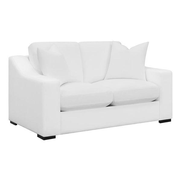 Ashlyn White Upholstered Sloped Arms Loveseat