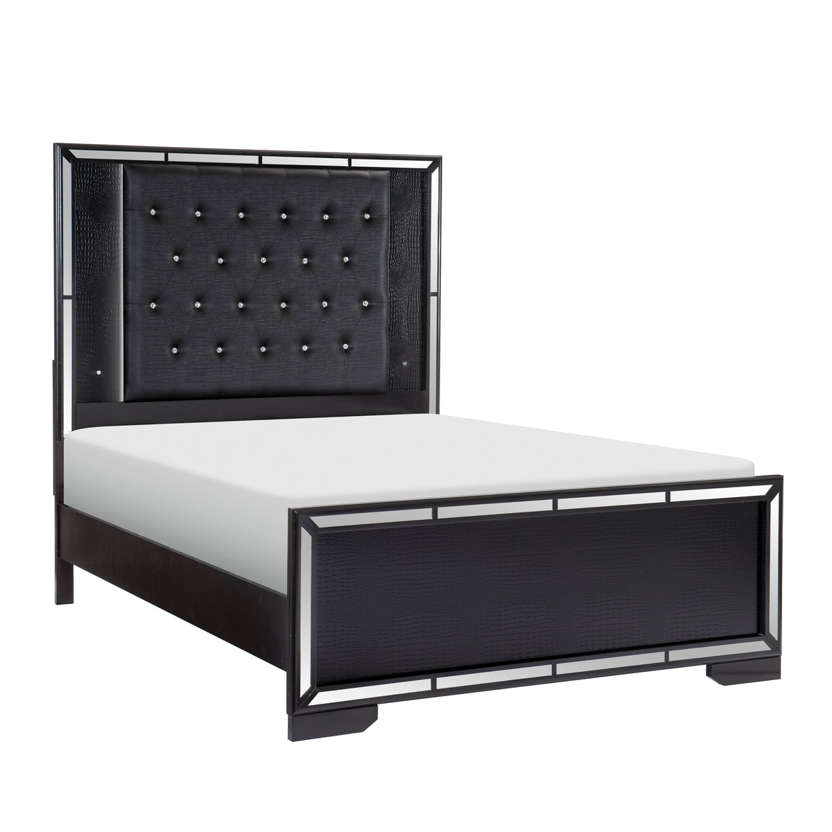 Aveline Black King LED Upholstered Panel Bed from Homelegance - Luna Furniture