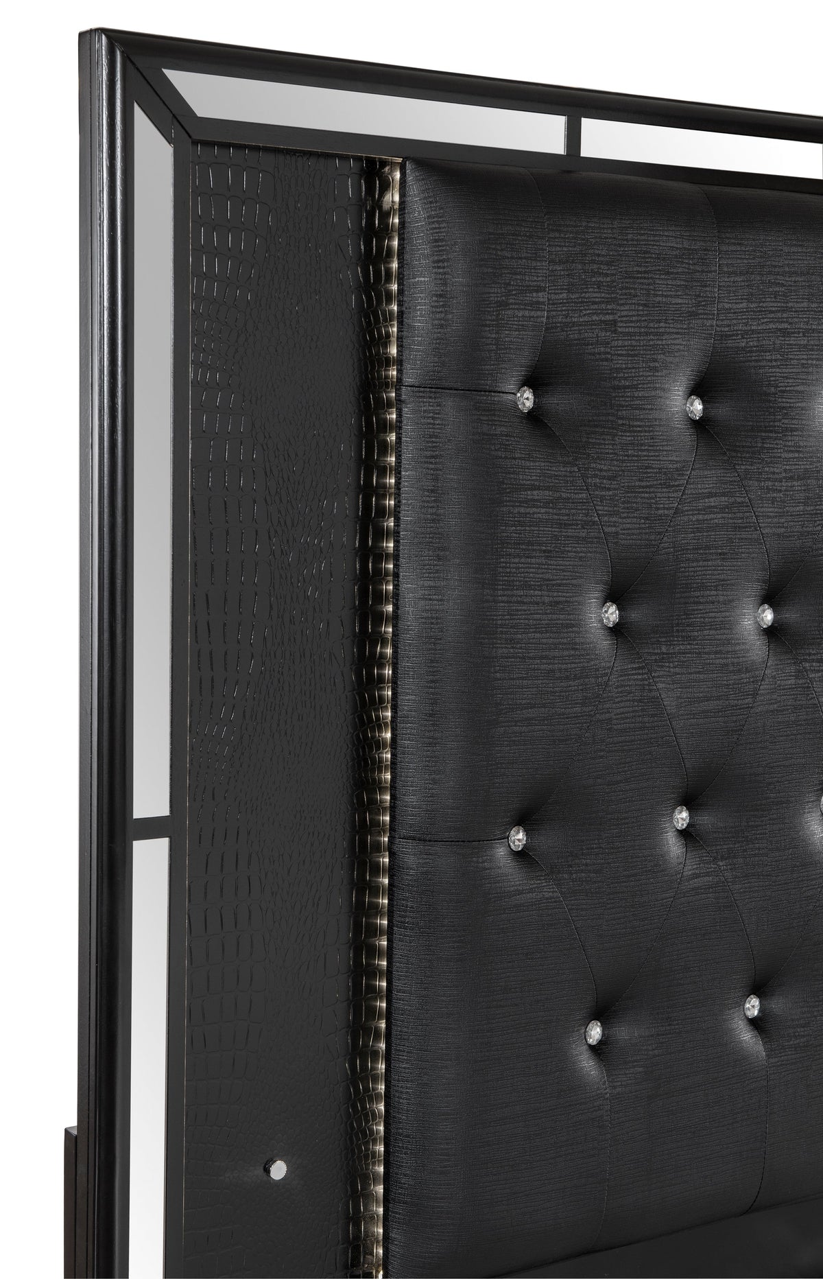 Aveline Black King LED Upholstered Panel Bed from Homelegance - Luna Furniture
