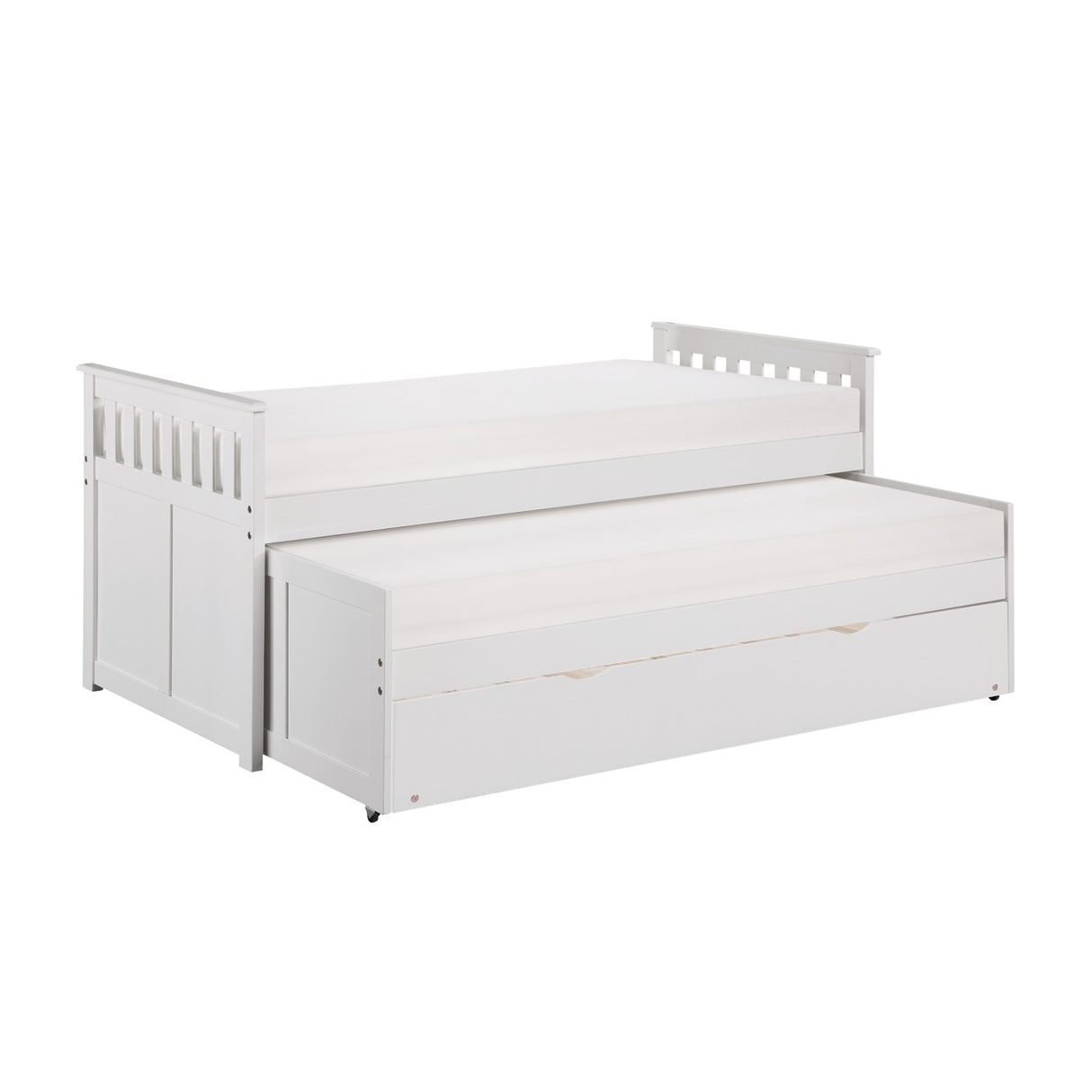 Galen White Twin/Twin Bed with Twin Trundle from Homelegance - Luna Furniture