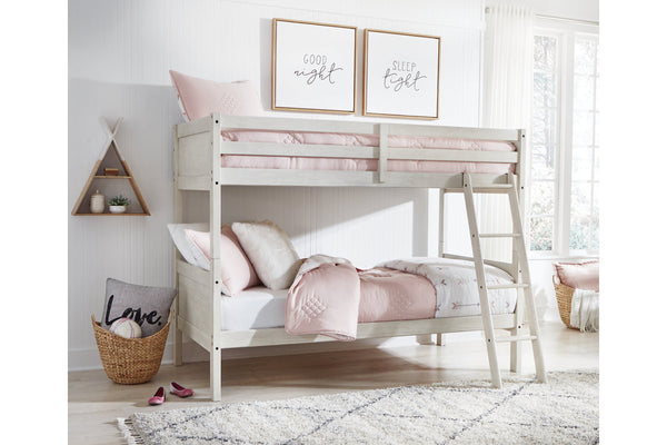 Robbinsdale Antique White Twin/Twin Bunk Bed with Ladder