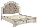 Realyn Chipped White King/California King Upholstered Bench Footboard