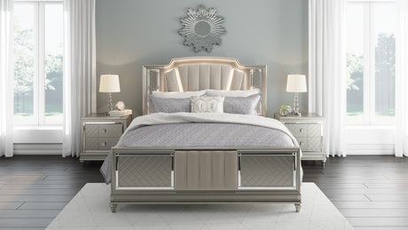 Chevanna Platinum LED Upholstered Panel Bedroom Set