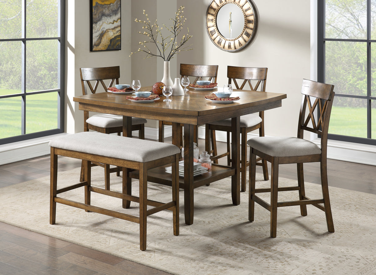 Balin Light Oak Counter Height Table with Lazy Suzan from Homelegance - Luna Furniture