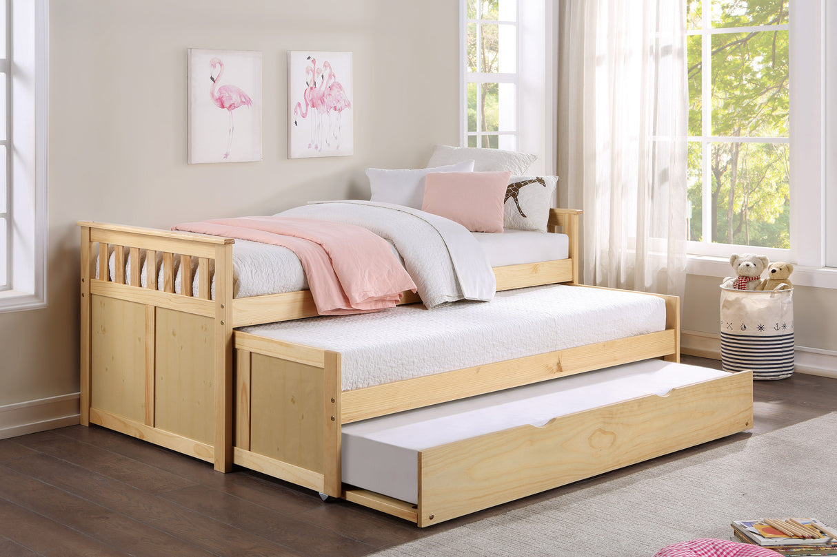 Bartly Pine Twin/Twin Bed with Twin Trundle from Homelegance - Luna Furniture