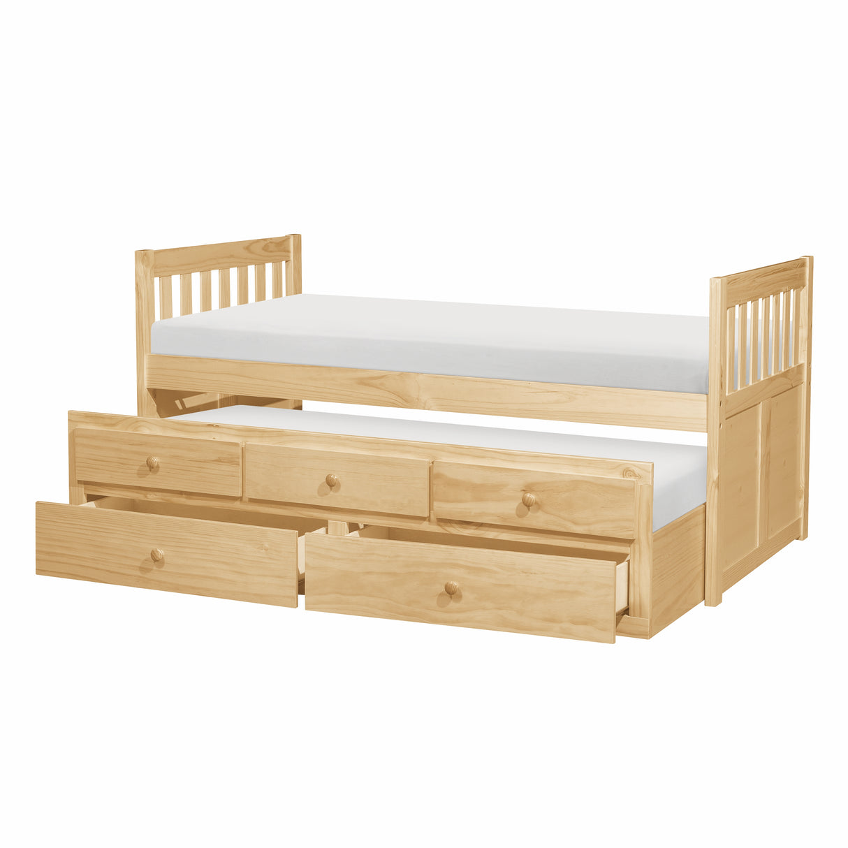 Bartly Pine Twin/Twin Trundle Bed from Homelegance - Luna Furniture