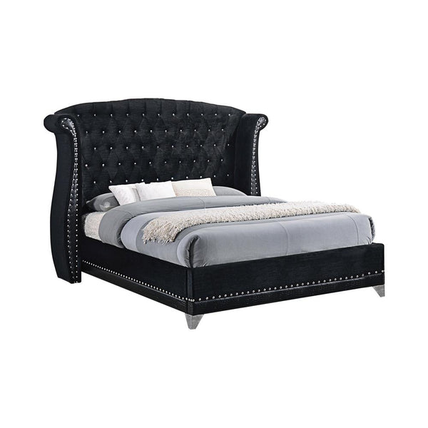 Barzini Black Eastern King Tufted Upholstered Bed