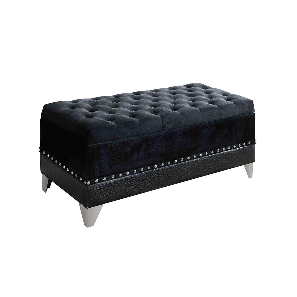 Barzini Black Tufted Rectangular Trunk with Nailhead from Coaster - Luna Furniture
