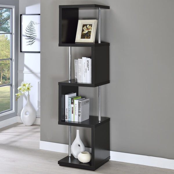Baxter Black and Chrome 4-Shelf Bookcase