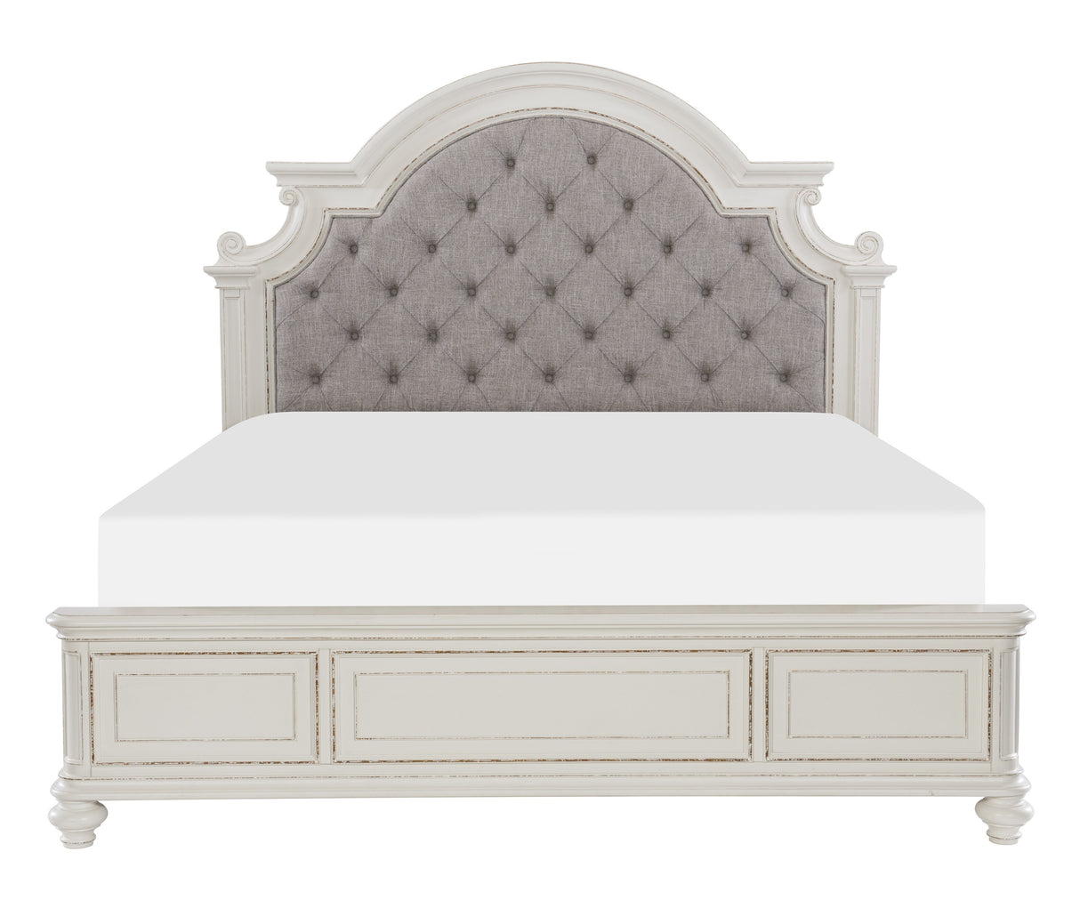 Baylesford Antique White King Upholstered Panel Bed from Homelegance - Luna Furniture