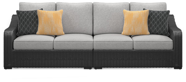 Beachcroft Black/Light Gray 2-Piece Outdoor Sofa with Cushion