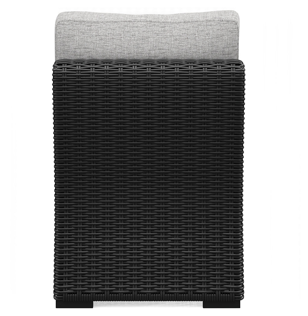 Beachcroft Black/Light Gray Outdoor Armless Chair with Cushion from Ashley Furniture - Luna Furniture