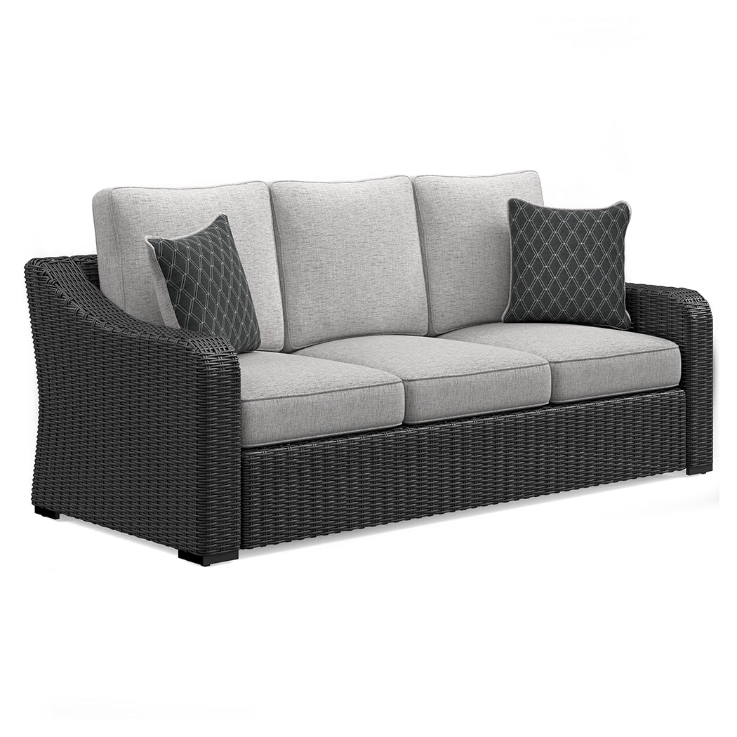 Beachcroft Black/Light Gray Outdoor Sofa with Cushion from Ashley Furniture - Luna Furniture