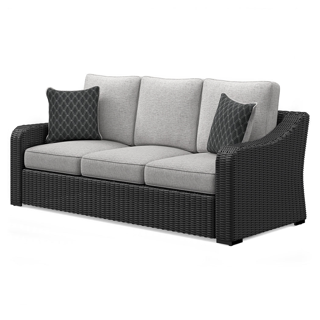 Beachcroft Black/Light Gray Outdoor Sofa with Cushion from Ashley Furniture - Luna Furniture