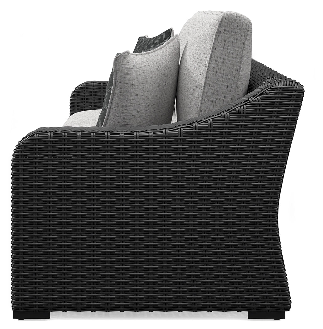 Beachcroft Black/Light Gray Outdoor Sofa with Cushion from Ashley Furniture - Luna Furniture