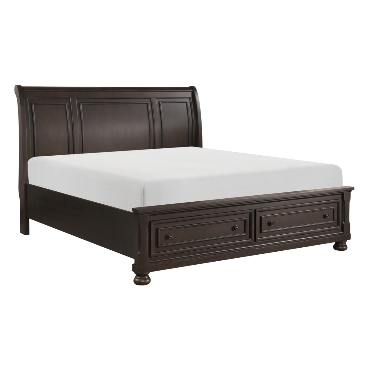 Begonia Grayish Brown California King Platform Bed with Footboard Storage from Homelegance - Luna Furniture