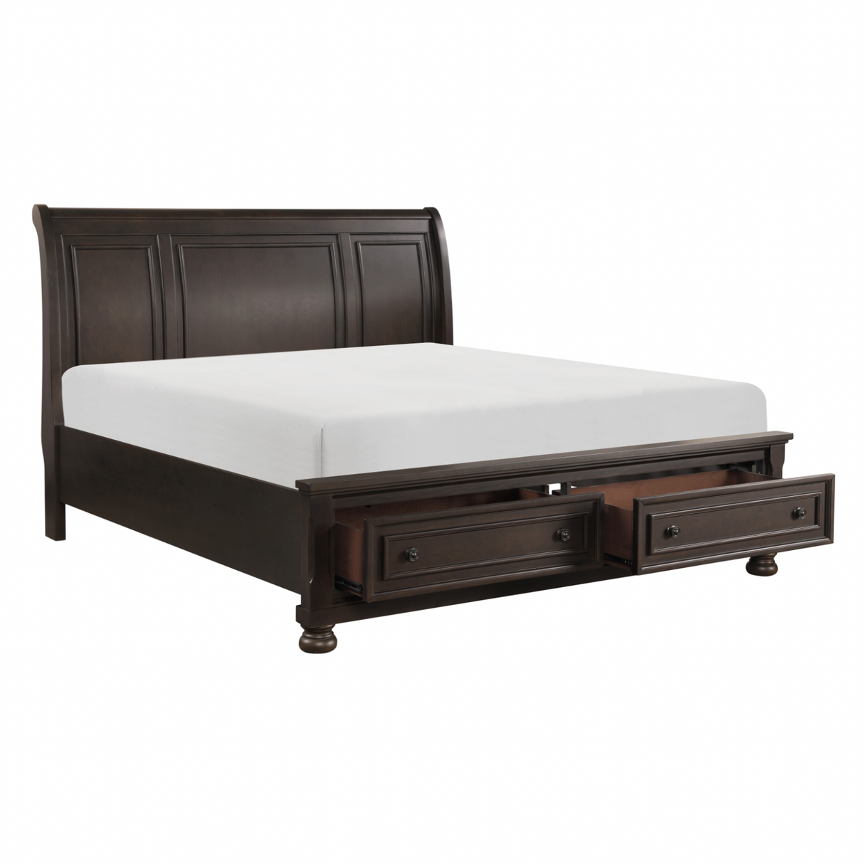 Begonia Grayish Brown California King Platform Bed with Footboard Storage from Homelegance - Luna Furniture