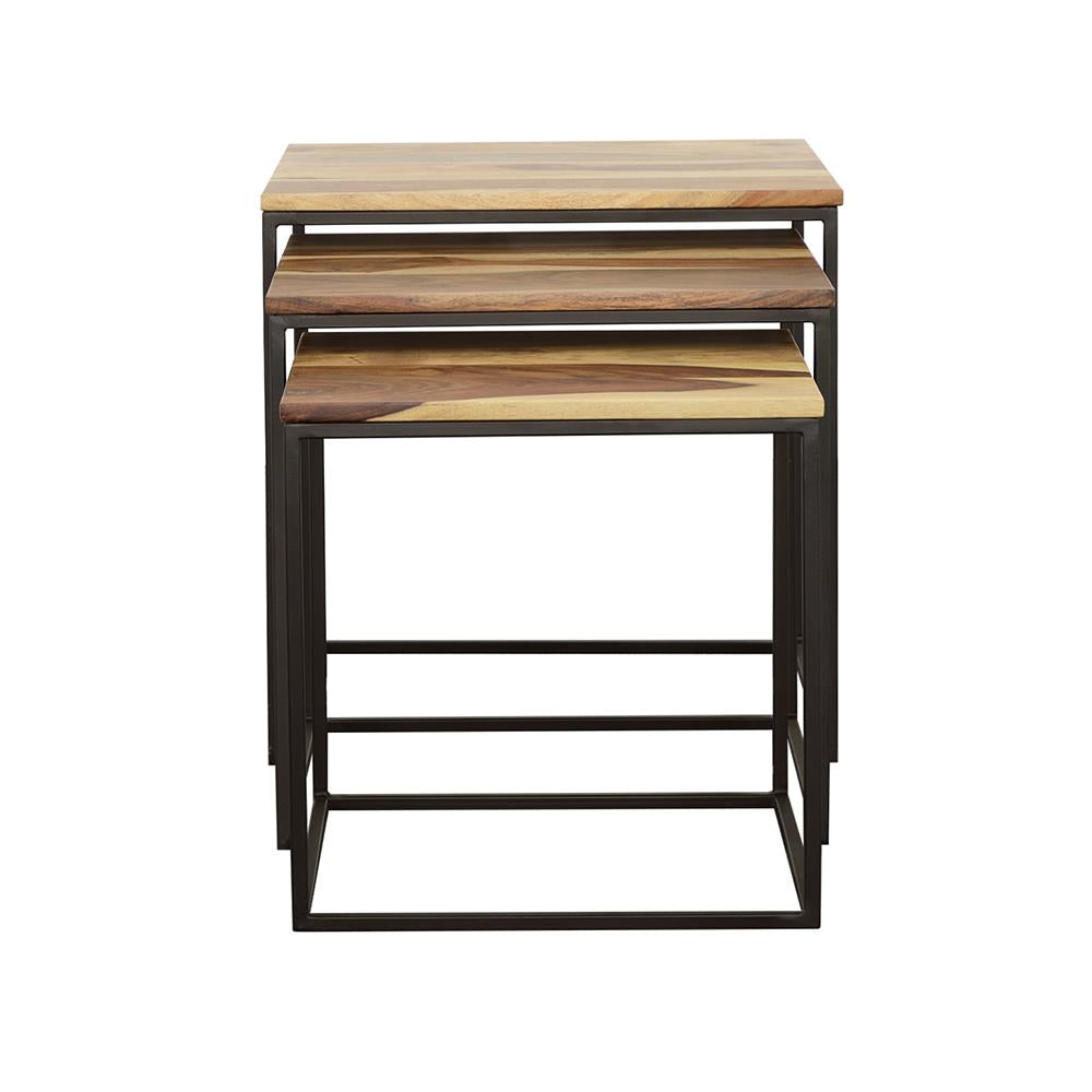 Belcourt Natural and Black 3-Piece Square Nesting Tables from Coaster - Luna Furniture