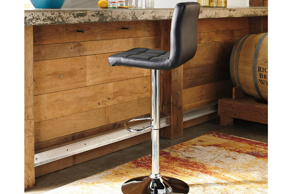 Bellatier Black/Chrome Finish Adjustable Height Barstool, Set of 2 from Ashley Furniture - Luna Furniture