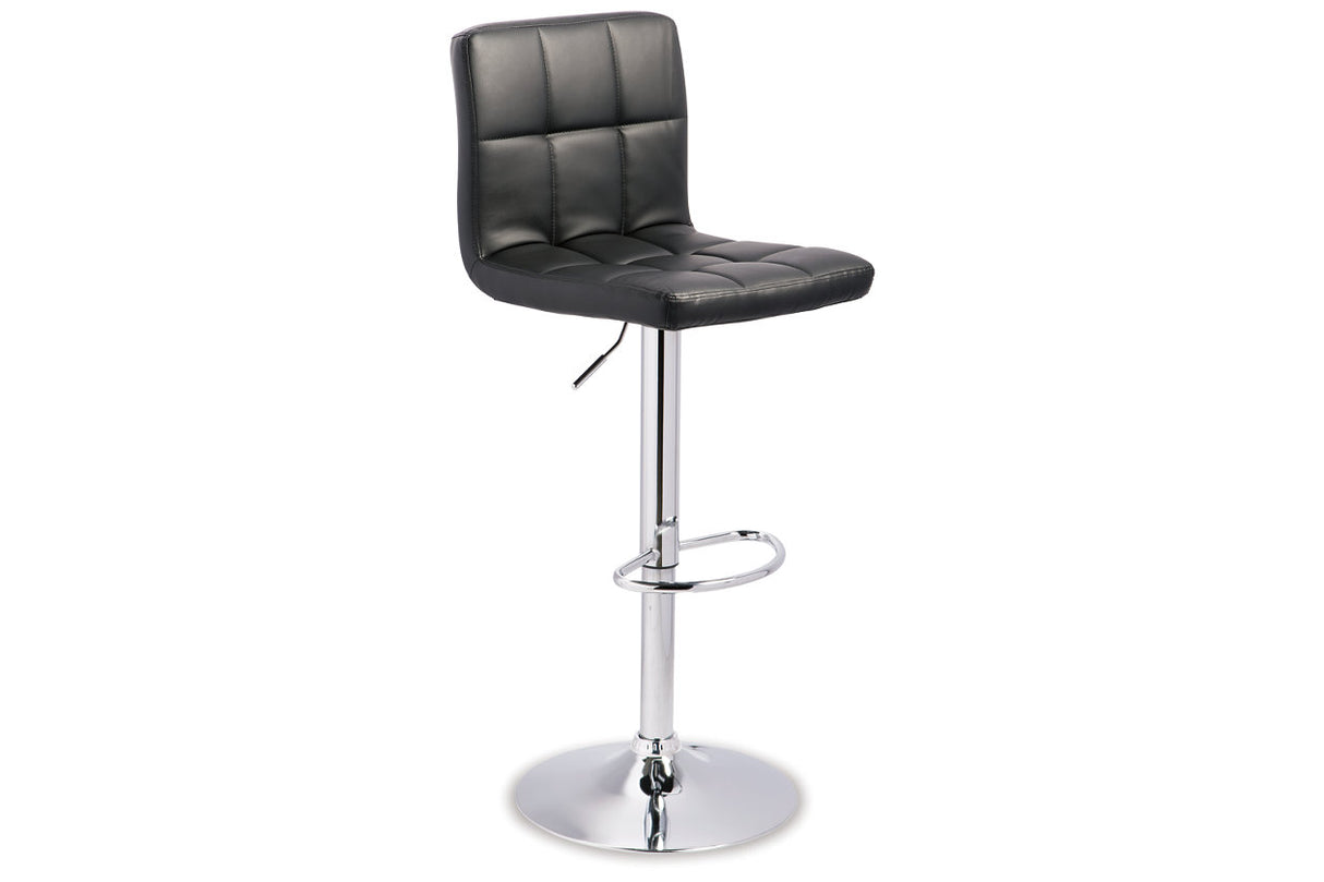 Bellatier Black/Chrome Finish Adjustable Height Barstool, Set of 2 from Ashley Furniture - Luna Furniture