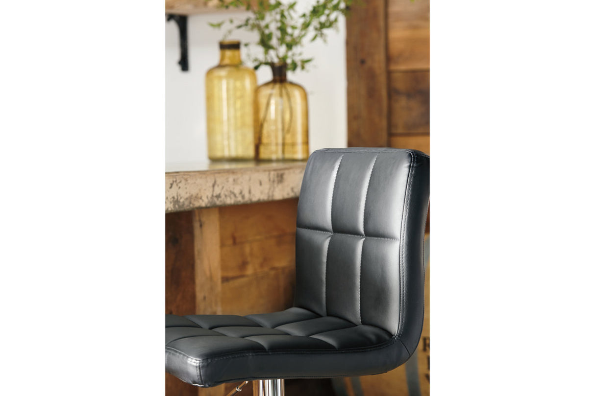 Bellatier Black/Chrome Finish Adjustable Height Barstool, Set of 2 from Ashley Furniture - Luna Furniture
