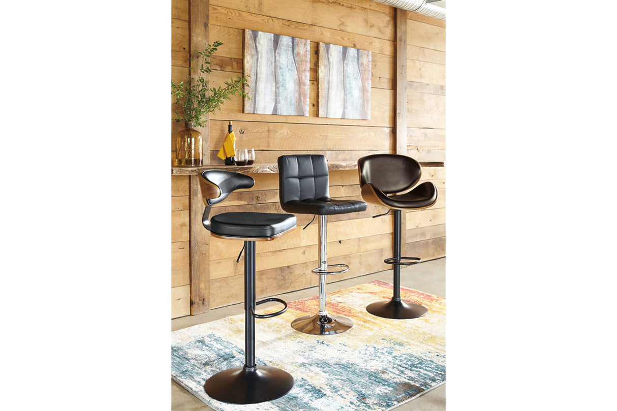 Bellatier Black/Chrome Finish Adjustable Height Barstool, Set of 2 from Ashley Furniture - Luna Furniture