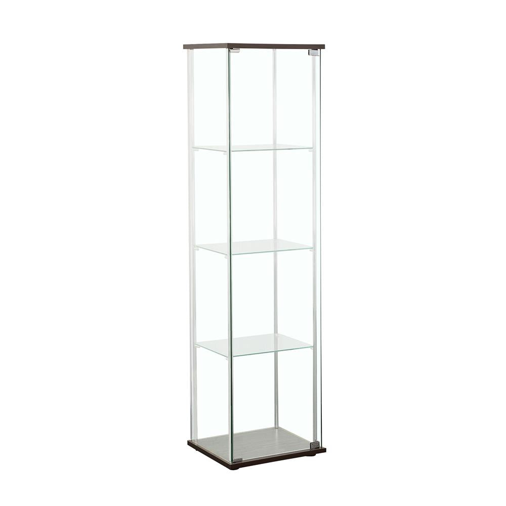 Bellatrix Cappuccino and Clear Rectangular 4-Shelf Curio Cabinet from Coaster - Luna Furniture