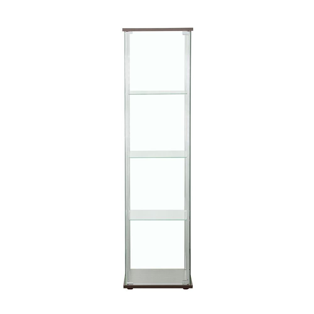 Bellatrix Cappuccino and Clear Rectangular 4-Shelf Curio Cabinet from Coaster - Luna Furniture