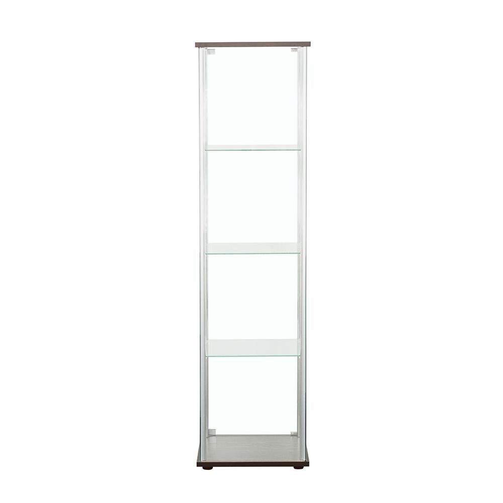 Bellatrix Cappuccino and Clear Rectangular 4-Shelf Curio Cabinet from Coaster - Luna Furniture