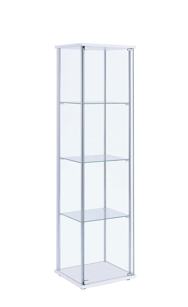 Bellatrix White and Clear Rectangular 4-Shelf Curio Cabinet from Coaster - Luna Furniture