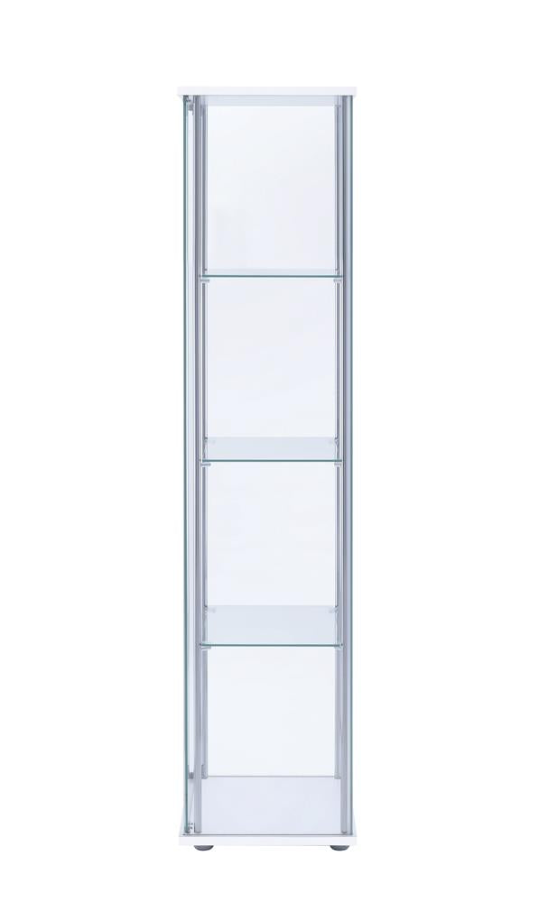 Bellatrix White and Clear Rectangular 4-Shelf Curio Cabinet from Coaster - Luna Furniture