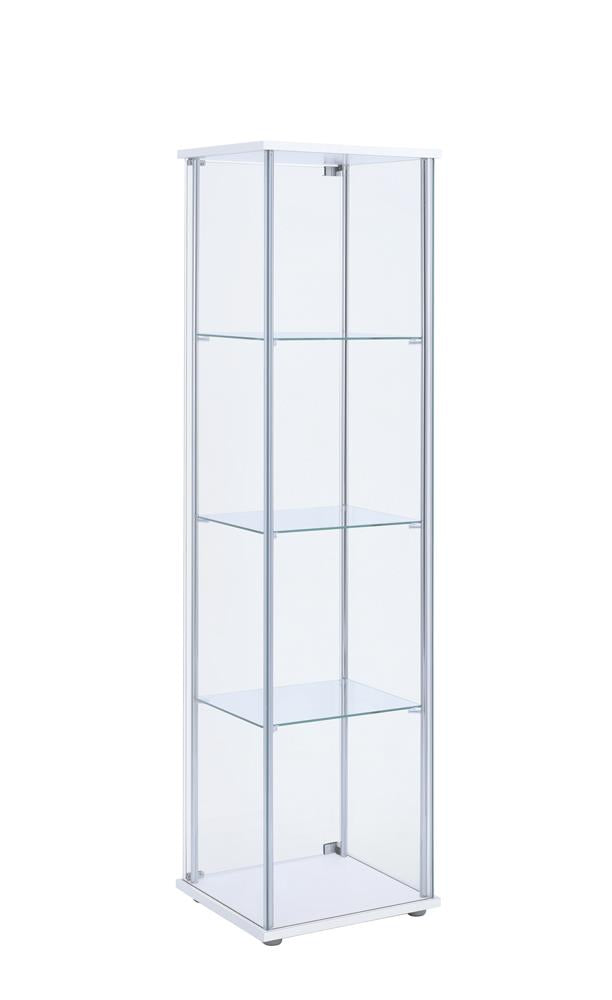 Bellatrix White and Clear Rectangular 4-Shelf Curio Cabinet from Coaster - Luna Furniture