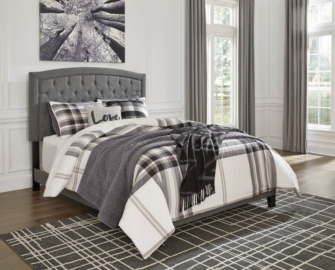 Benno Gray Tufted Queen Platform Bed from Happy Homes - Luna Furniture