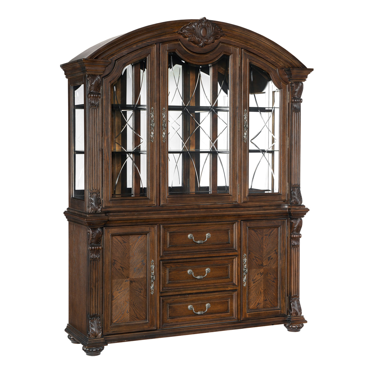 Bergen Dark Oak China Cabinet (Buffet & Hutch) from Homelegance - Luna Furniture