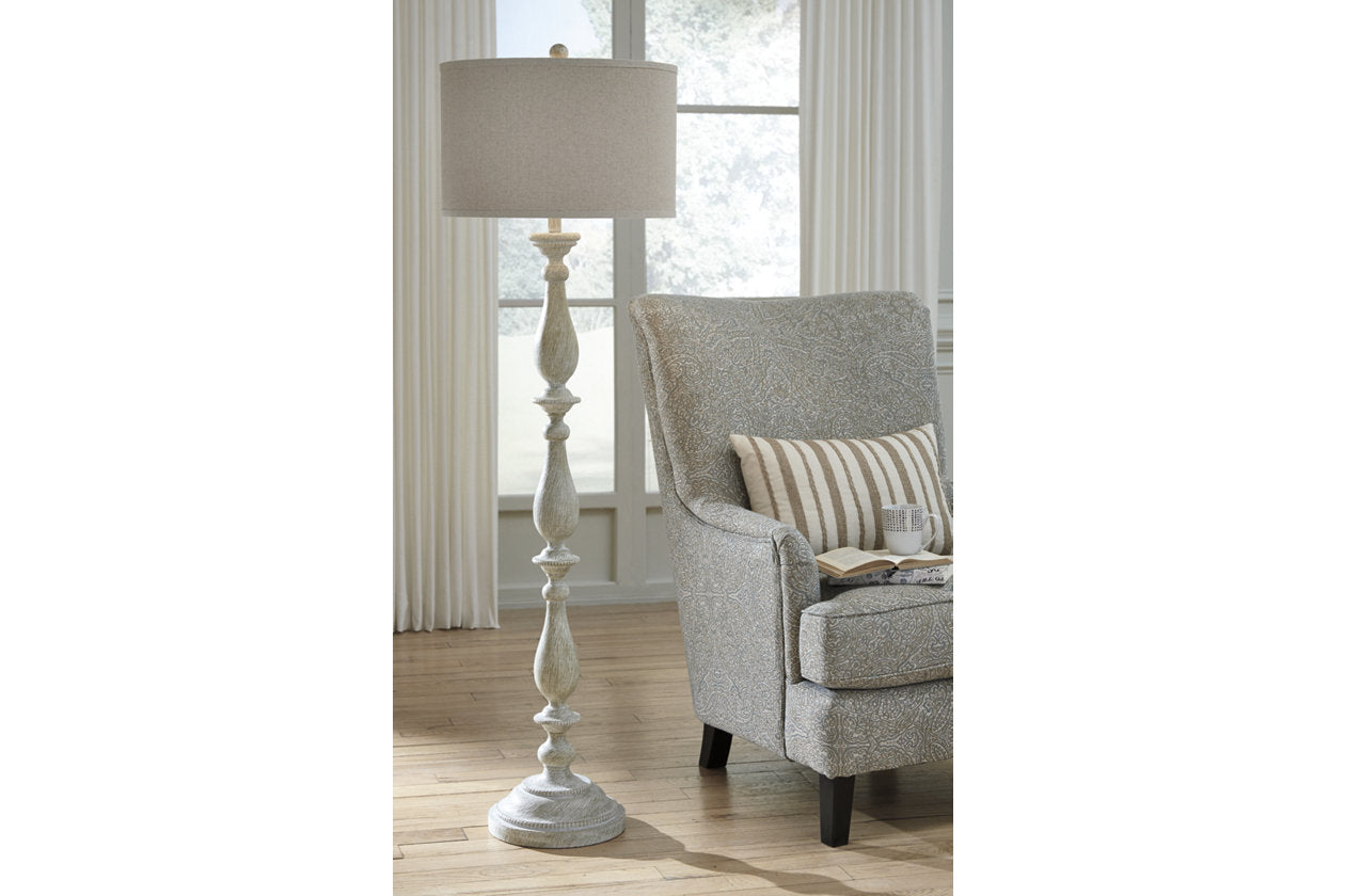 Bernadate Whitewash Floor Lamp – Luna Furniture