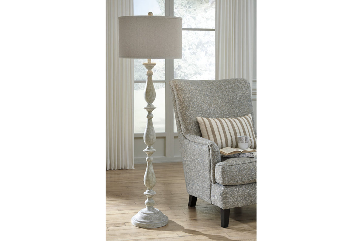 Bernadate Whitewash Floor Lamp from Ashley - Luna Furniture