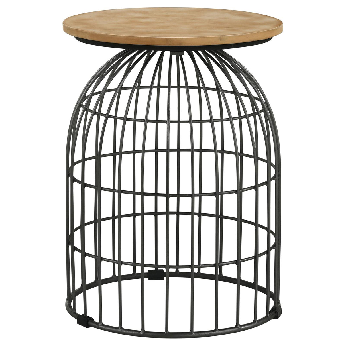 Bernardo Natural and Gunmetal Round Accent Table with Bird Cage Base from Coaster - Luna Furniture