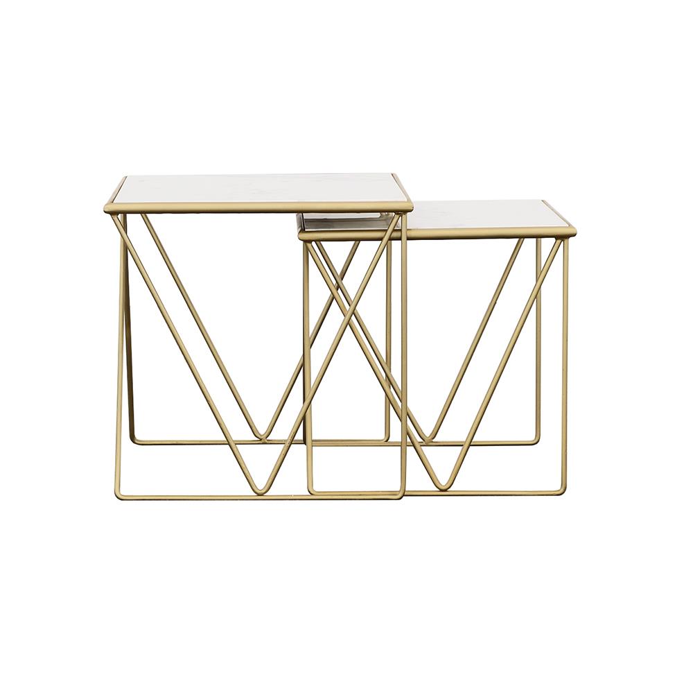 Bette White and Gold 2-Piece Nesting Table Set from Coaster - Luna Furniture