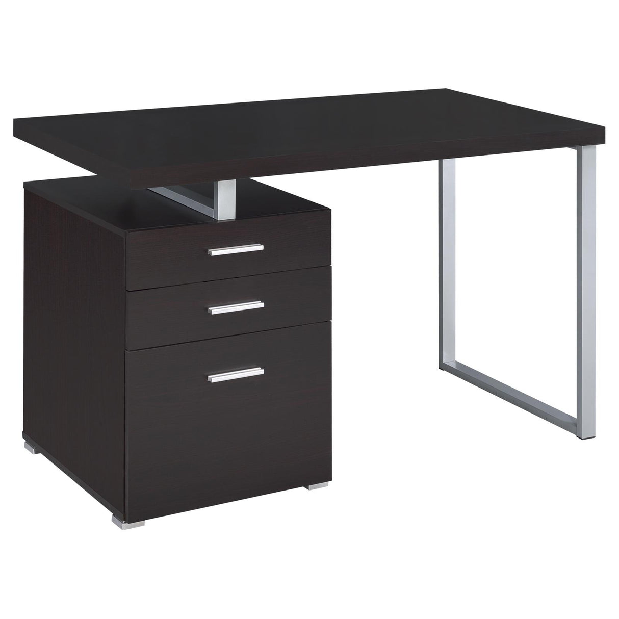 Brennan Cappuccino 3-Drawer Office Desk from Coaster - Luna Furniture