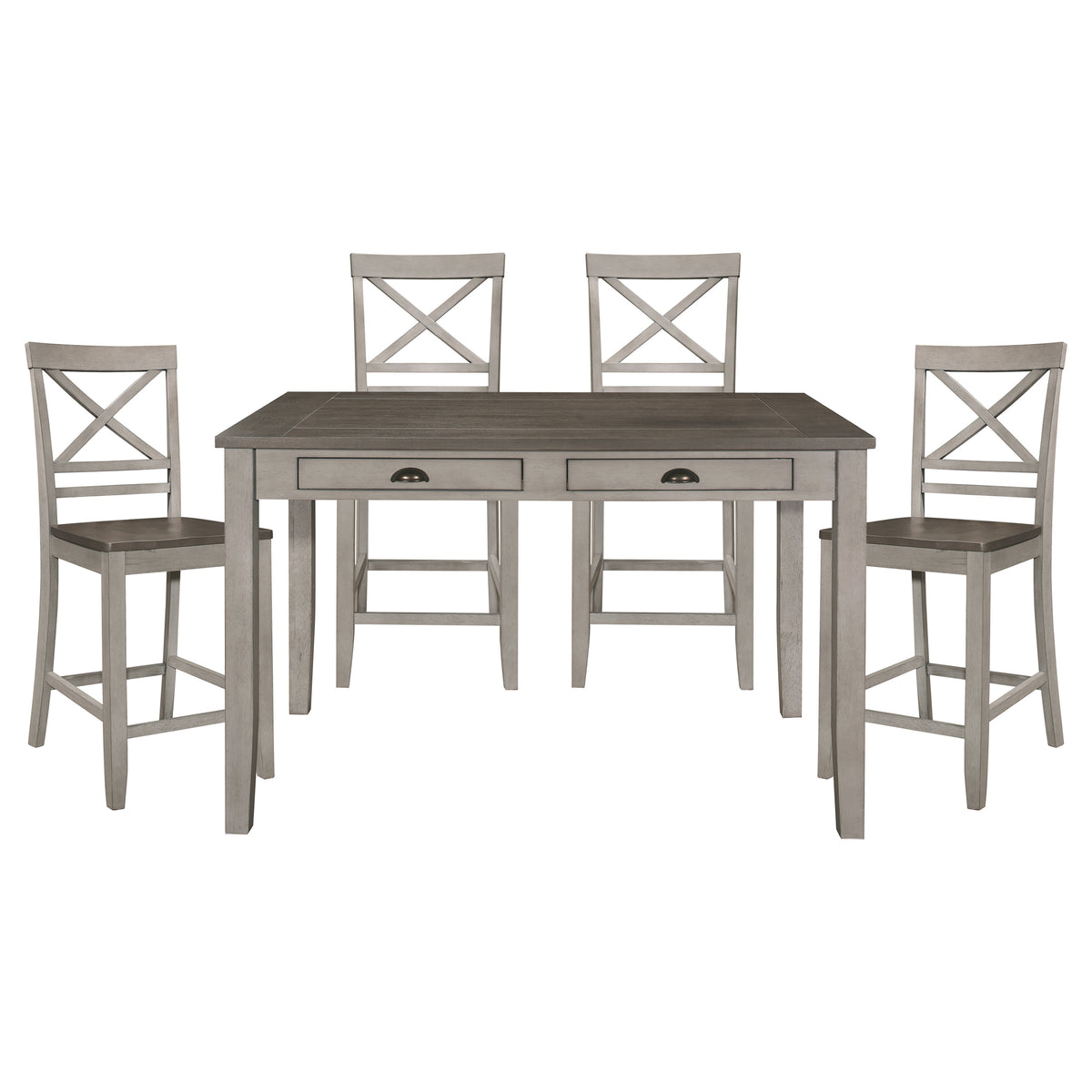 Brightleaf Brown/Light Gray 60" Counter Height Set from Homelegance - Luna Furniture