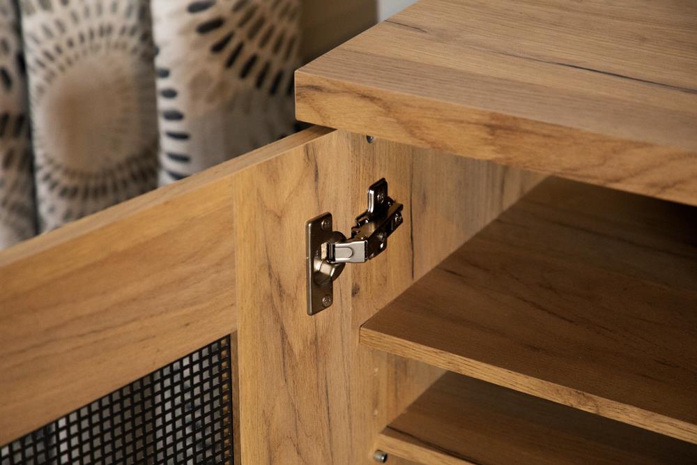 Bristol Golden Oak Metal Mesh Door Accent Cabinet from Coaster - Luna Furniture