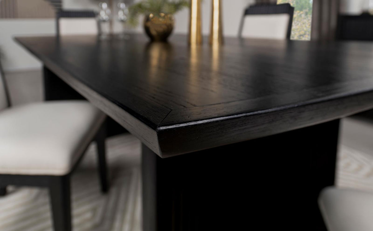Brookmead Black 7-Piece Rectangular Dining Set with 18" Removable Extension Leaf from Coaster - Luna Furniture