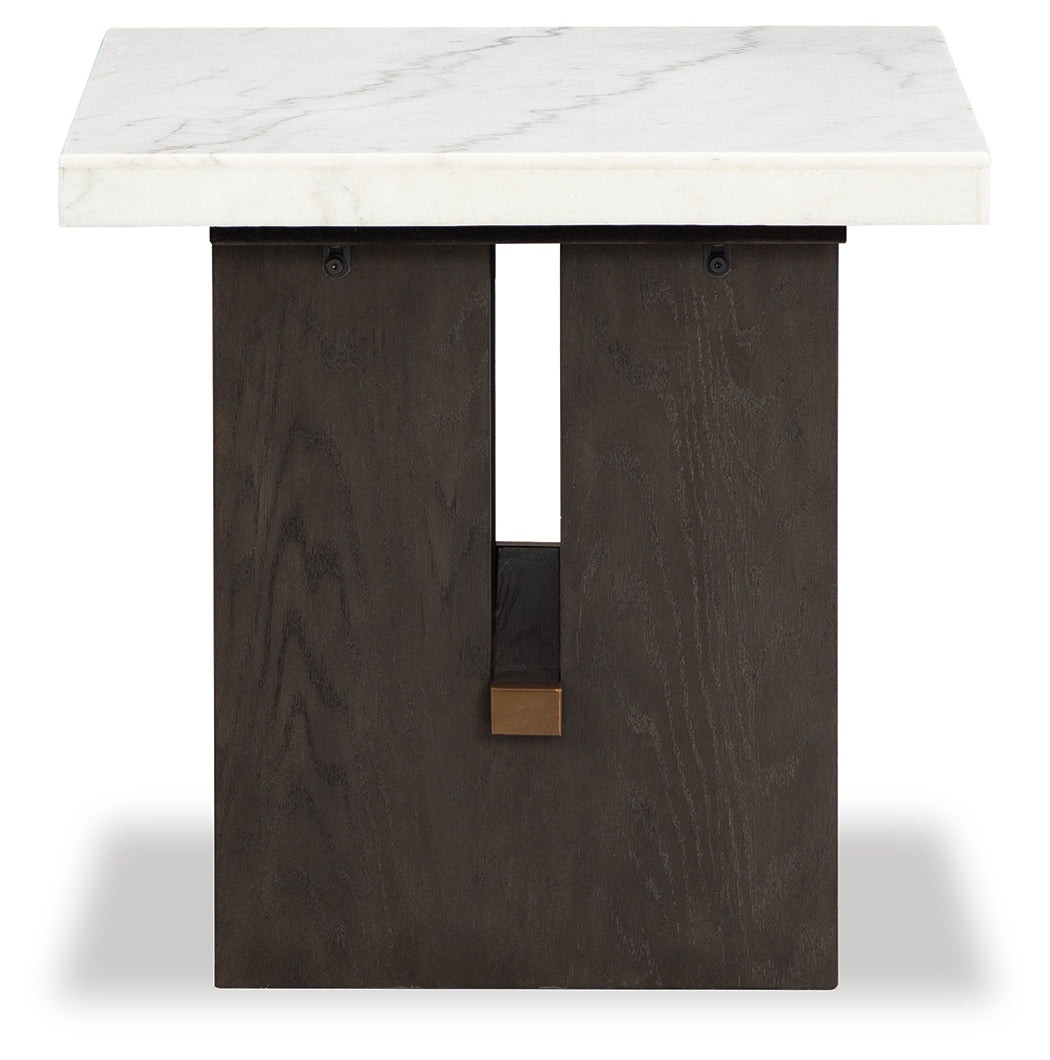 Burkhaus White/Dark Brown End Table from Ashley - Luna Furniture