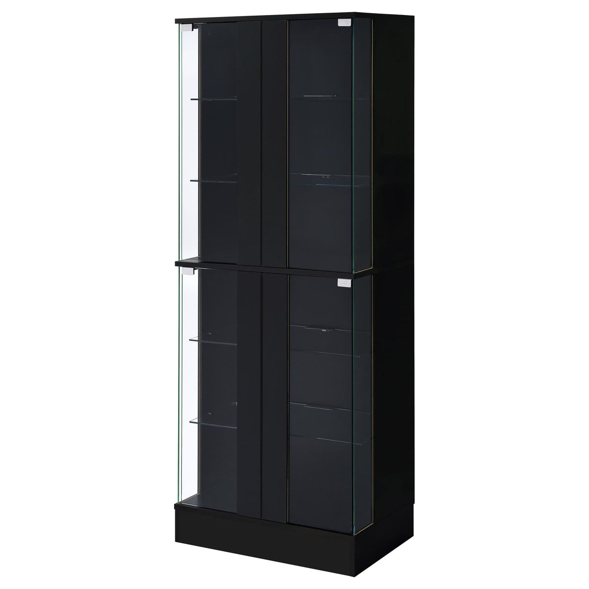 Cabra Black High Gloss Display Case Curio Cabinet with Glass Shelves and LED Lighting from Coaster - Luna Furniture