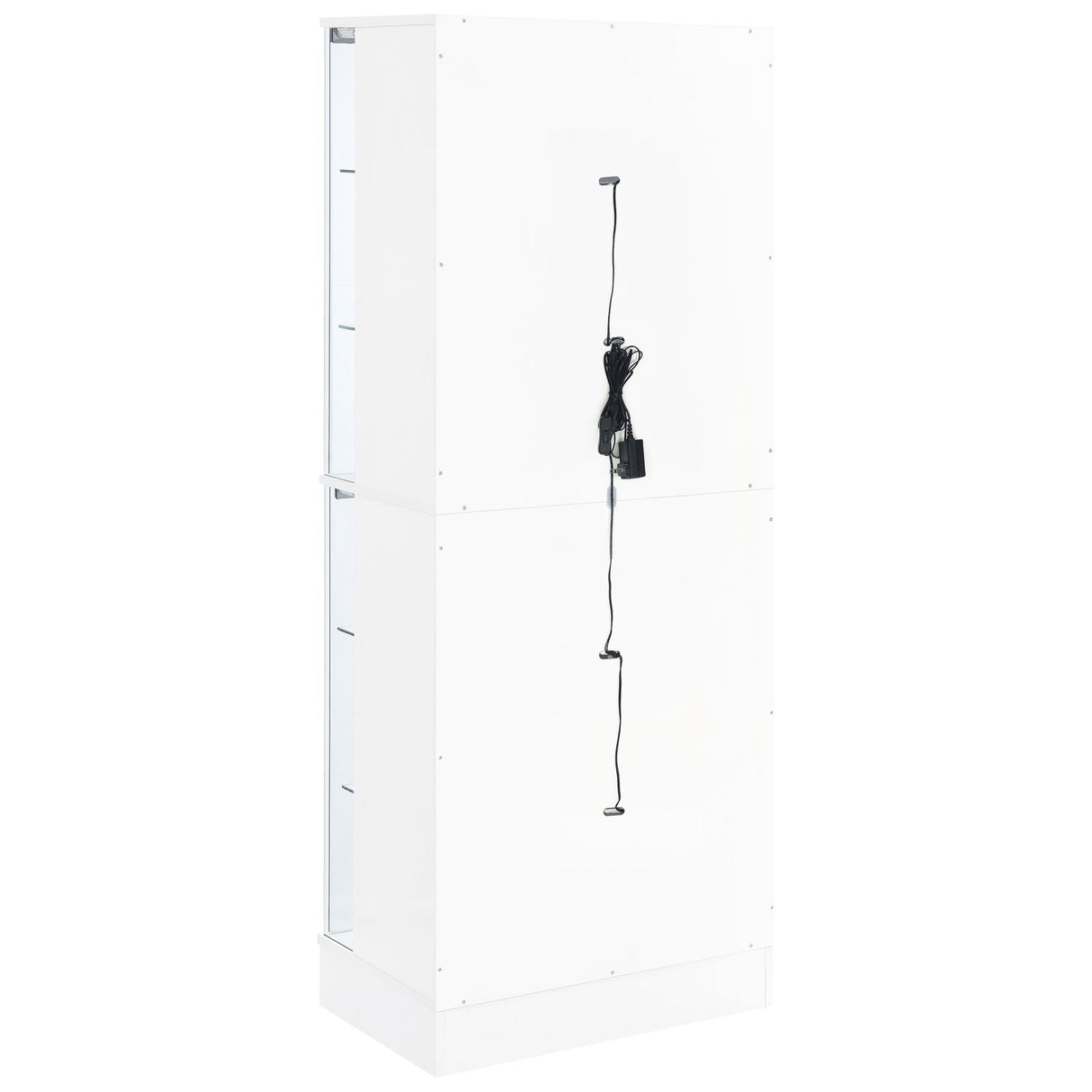Cabra White High Gloss Display Case Curio Cabinet with Glass Shelves and LED Lighting from Coaster - Luna Furniture