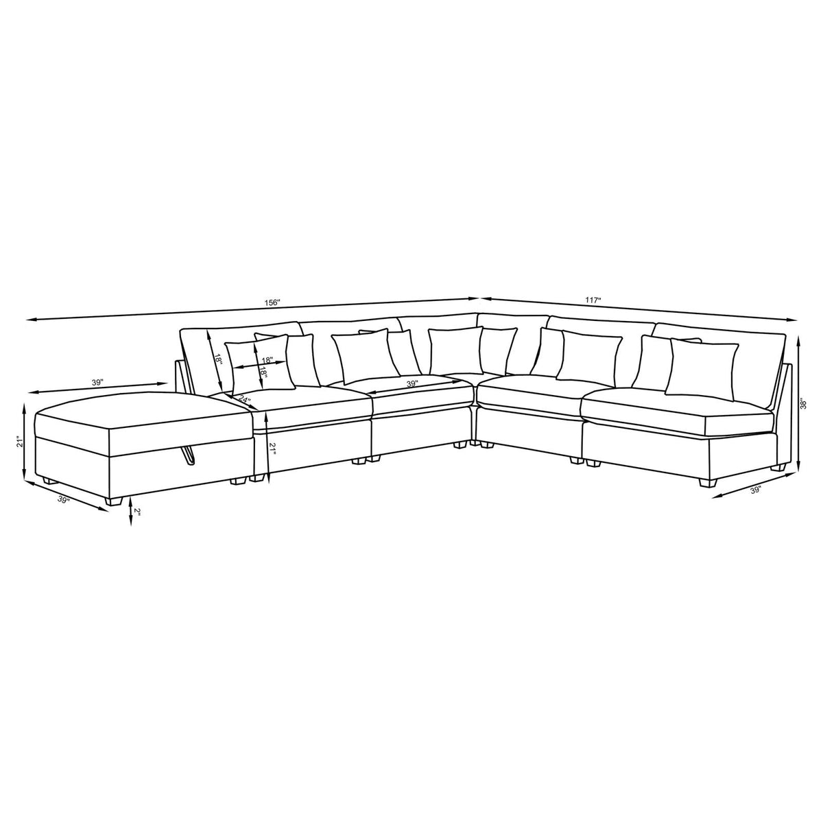 Cambria Gray Upholstered 6-Piece Modular Sectional from Coaster - Luna Furniture