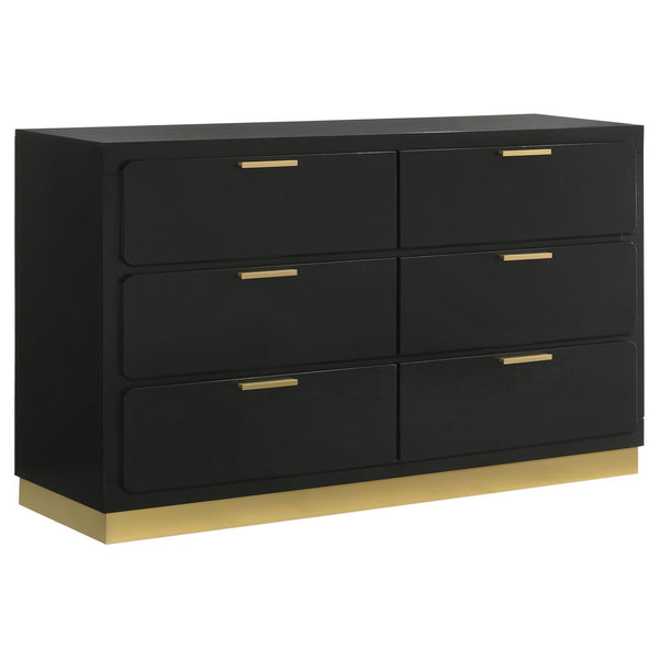 Caraway Black 6-Drawer Bedroom Dresser